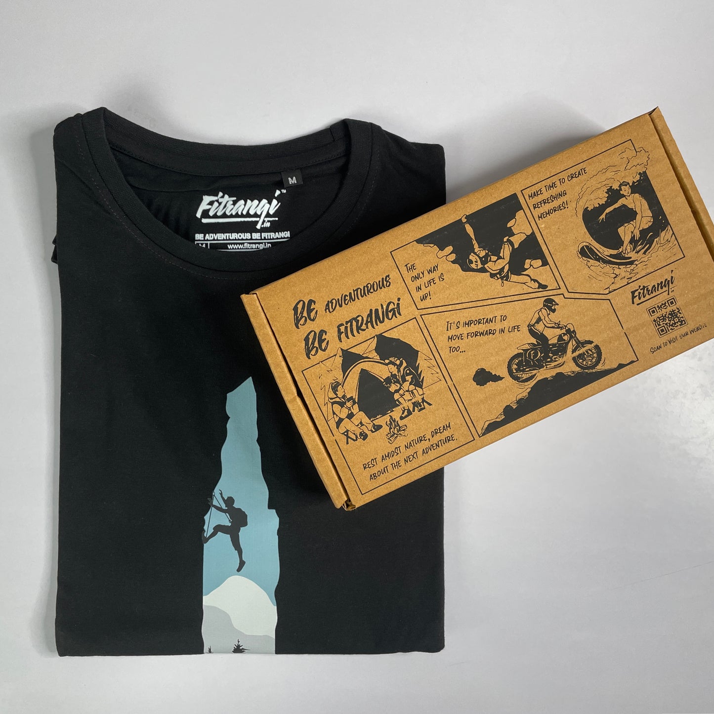 Fitrangi Black Rock Climbing Tshirt | Adventure Tshirt | Always on The Rocks | Round Neck T Shirt | Cotton T-Shirt