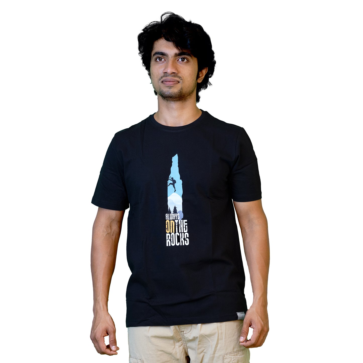 Fitrangi Black Rock Climbing Tshirt | Adventure Tshirt | Always on The Rocks | Round Neck T Shirt | Cotton T-Shirt