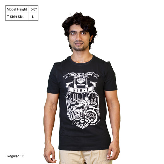 Fitrangi Black Biking Tshirt | Adventure Tshirt | Beast Rider | Cotton T-Shirt