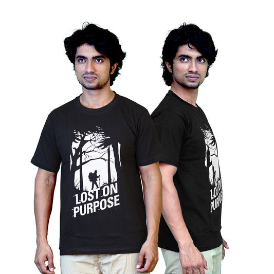 Lost On Purpose - Black Tshirt - Adventure Tshirt - Fitrangi