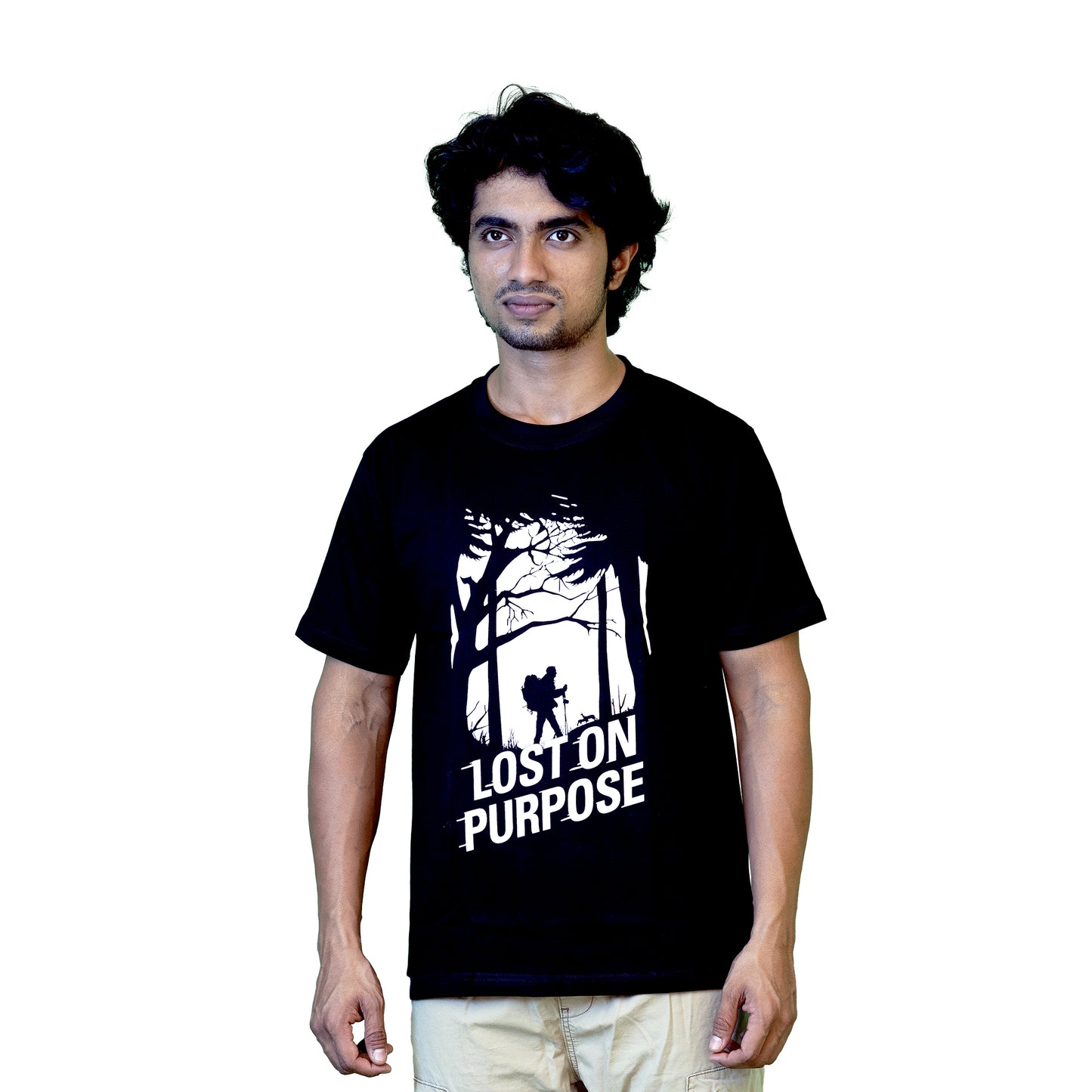 Lost On Purpose - Black Tshirt - Adventure Tshirt - Fitrangi