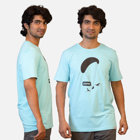 Fitrangi Sky Blue Paragliding Tshirt | Adventure Tshirt | Oops Theme | Round Neck T Shirt | Unisex Tshirt…