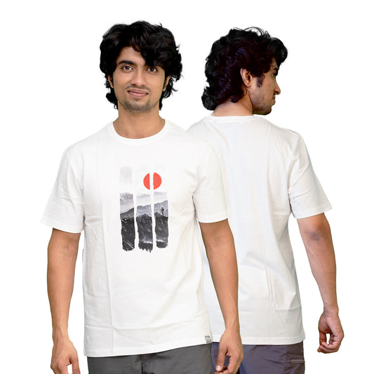 Fitrangi White Mountain Sunrise Tshirt | Adventure Tshirt | Round Neck T Shirt | Unisex Tshirt