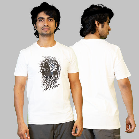 Fitrangi White Wilderness Tshirt | Adventure Tshirt | Wild & Free | Half Sleeve T-Shirt | Cotton T-Shirt